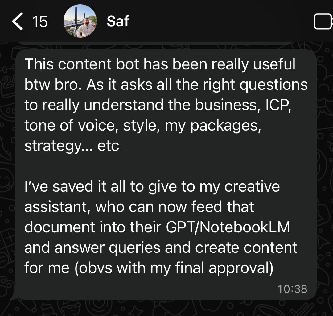 Saf — content bot testimonial